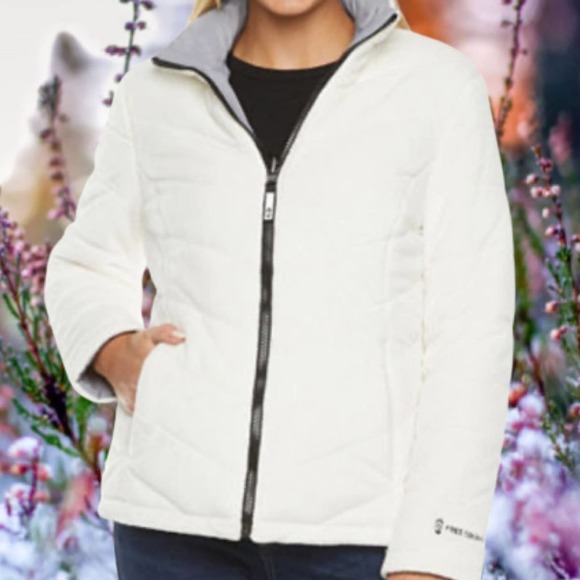 Free Country Reversible Wht Quilt Buter Pile Gray Smoth Puffer Jacket Sz XL NWT - Picture 5 of 7